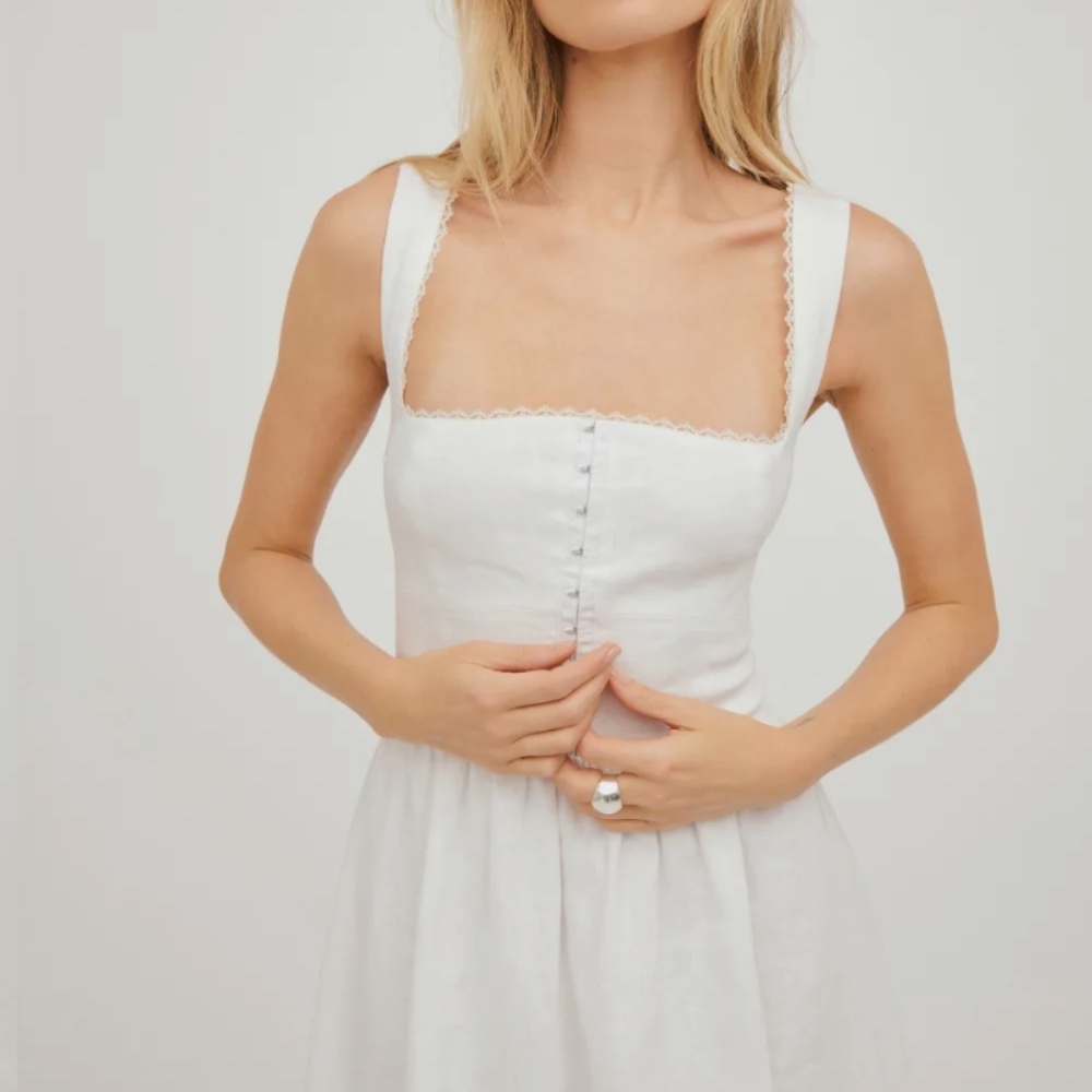 Reformation Tagliatelle Dress | White linen corset